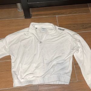 White crop gym shark long sleeve